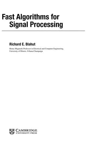 Tapa de Fast algorithms for signal processing
