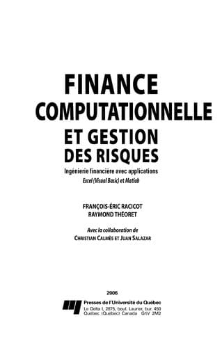 Tapa de Finance computationnelle et gestion des risques