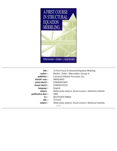 Tapa de A first course in structural equation modeling