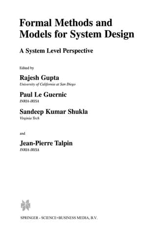 Tapa de Formal Methods and Models for System Design