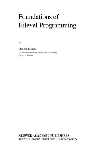 Tapa de Foundations of bilevel programming