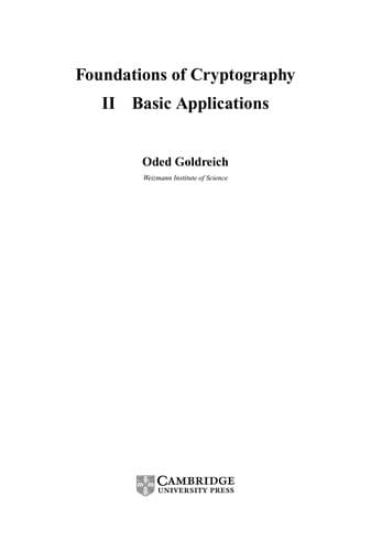 Tapa de Foundations of cryptography