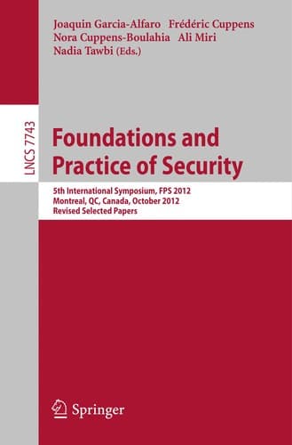 Tapa de Foundations and Practice of Security
