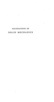 Tapa de Foundations of solid mechanics