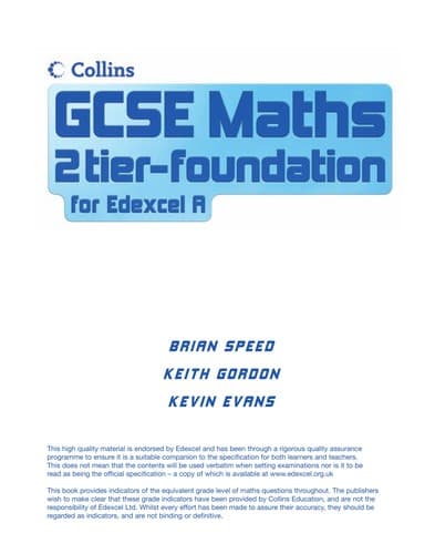 Tapa de GCSE Maths 2 tier-foundation for Edexcel A.