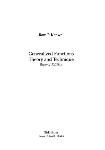 Tapa de Generalized Functions Theory and Technique