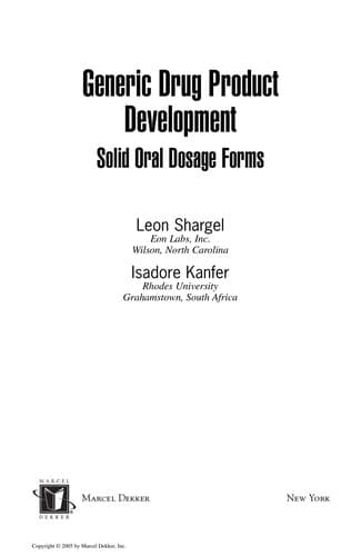Tapa de Generic drug product development