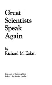 Tapa de Great scientists speak again