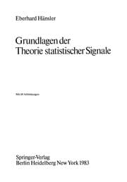 Tapa de Grundlagen der Theorie statistischer Signale