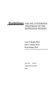 Tapa de Guidelines for the systematic treatment of the depressed patient
