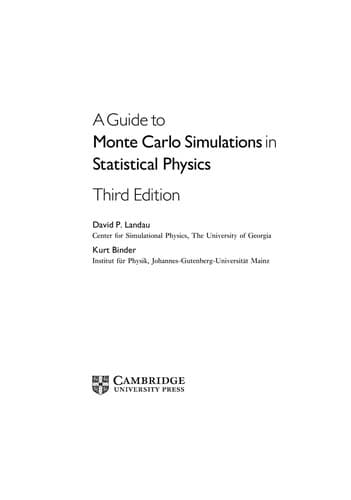 Tapa de A guide to Monte Carlo simulations in statistical physics