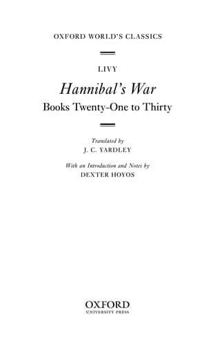 Tapa de HANNIBAL'S WAR: BOOKS TWENTY-ONE TO THIRTY; ED. BY DEXTER HOYOS