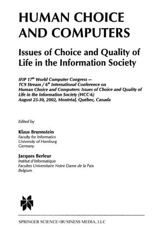 Tapa de Human Choice and Computers