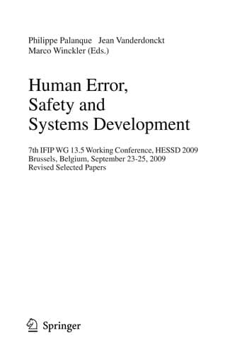 Tapa de Human Error, Safety and Systems Development