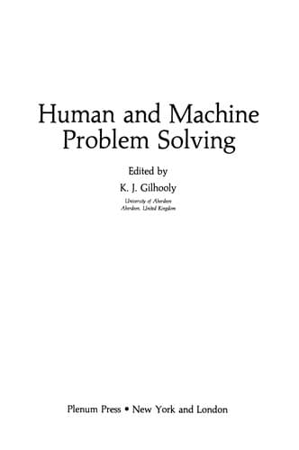 Tapa de Human and Machine Problem Solving