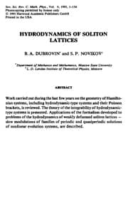 Tapa de Hydrodynamics of Soliton Lattices