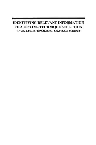 Tapa de Identifying relevant information for testing technique selection