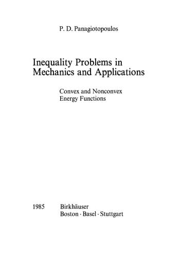 Tapa de Inequality Problems in Mechanics and Applications