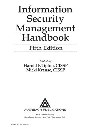 Tapa de Information security management handbook