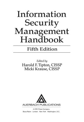 Tapa de Information security management handbook