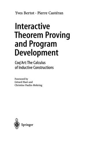 Tapa de Interactive Theorem Proving and Program Development
