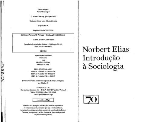 Tapa de Introdução à Sociologia