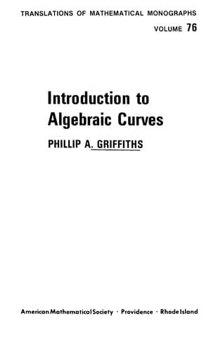 Tapa de Introduction to algebraic curves