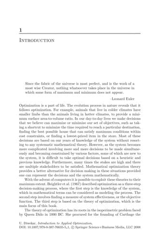 Tapa de Introduction to applied optimization