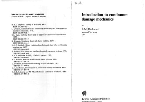 Tapa de Introduction to continuum damage mechanics