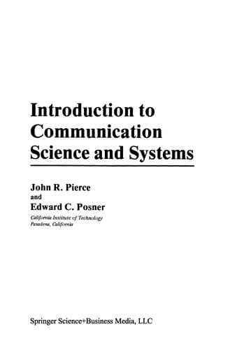 Tapa de Introduction to Communication Science and Systems