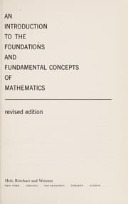 Tapa de Introduction to the Foundations and Fundamental Concepts of Mathematics