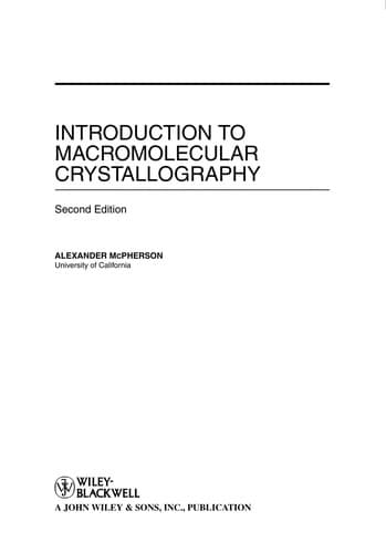 Tapa de Introduction to macromolecular crystallography