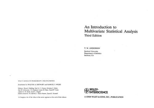 Tapa de An introduction to multivariate statistical analysis