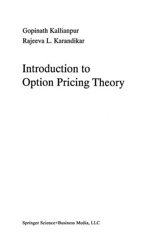 Tapa de Introduction to Option Pricing Theory