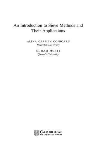 Tapa de An introduction to sieve methods and their applications