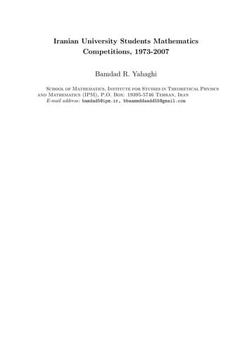 Tapa de Iranian mathematics competitions, 1973-2007