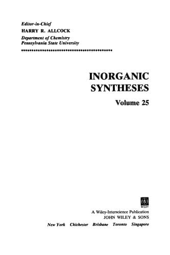 Tapa de Volume 25, Inorganic Syntheses