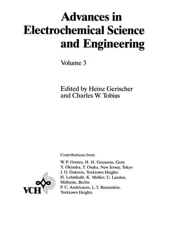 Tapa de Advances in Electrochemical Science and Engineering