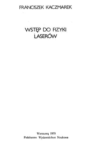 Tapa de Wstęp do fizyki laserów