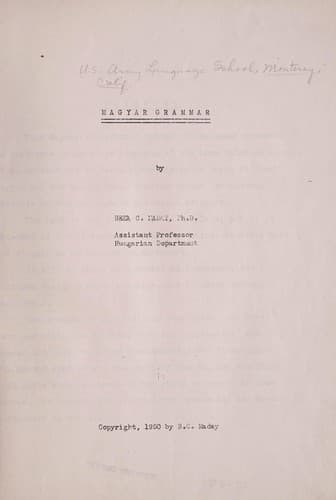 Tapa de Magyar grammar
