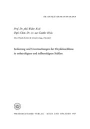 Tapa de Isolierung und Untersuchungen der Oxydeinschlüsse in unberuhigten und teilberuhigten Stählen