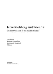 Tapa de Israel Gohberg and friends