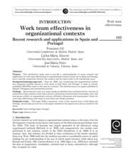 Tapa de Work team effectiveness in organizational contexts