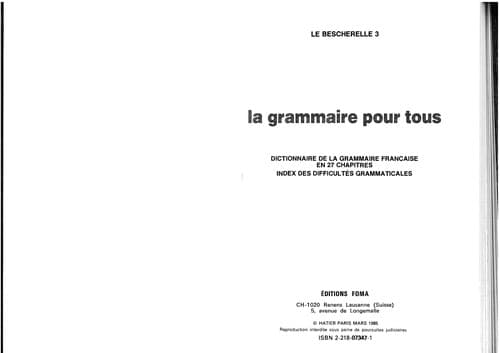 Tapa de La grammaire pour tous