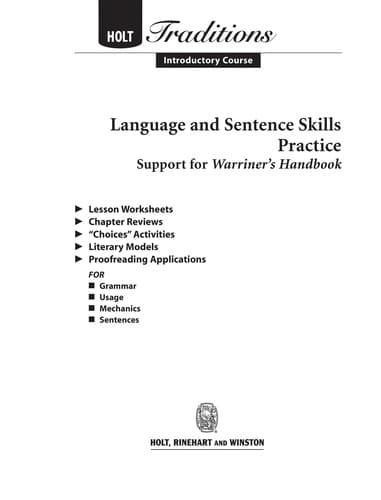 Tapa de Language and sentence skills practice