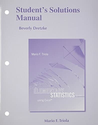 Tapa de Student's Solutions Manual for Elementary Statistics Using Excel