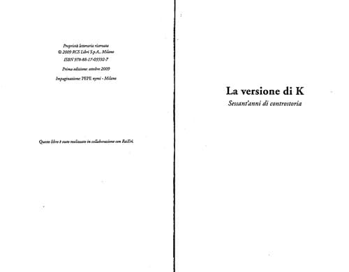 Tapa de La versione di K