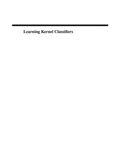 Tapa de Learning kernel classifiers