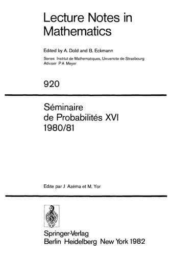 Tapa de Lecture Notes in Mathematics