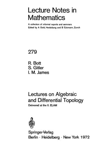 Tapa de Lectures on algebraic and differential topology